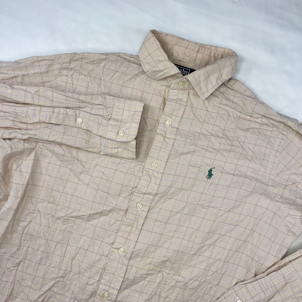 Polo Ralph Lauren Shirt Men's Large Westerton Button Down Yellow Long Sleeve